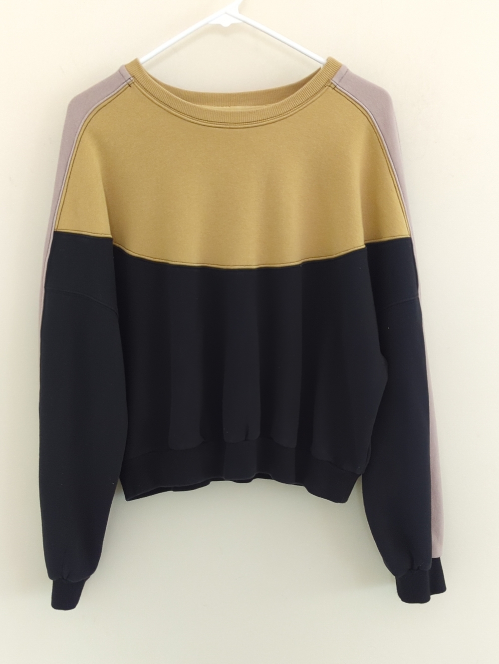 By Together Colorblock Crew Sweatshirt in Mustard, Black & Dusty Pink